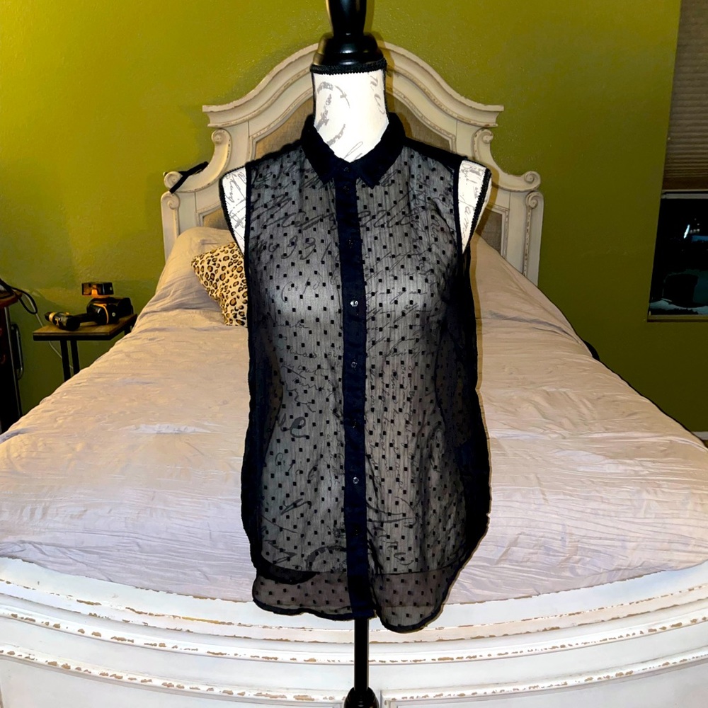 H&M sheer black button-down dress shirt
